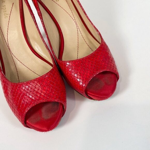 Kate Spade New York Scarlet Snakeskin Embossed Platform Pump Red 6B 90s Y2K - Picture 8 of 11